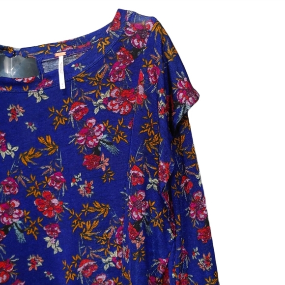 Free People Dock Street Blue Floral Ruffled Top Women's Size Medium M - Picture 7 of 11